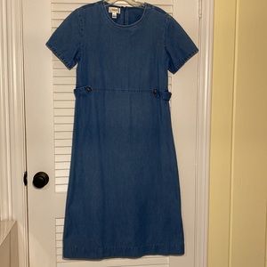 Talbots Jean Denim midi dress. Short sleeve, zipper back.